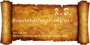 Kosztolánczi Döniz névjegykártya